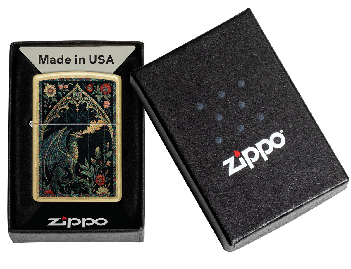 Zippo Fire Breathing Dragon Design Windproof Pocket Fuel Refillable Lighter, BIS Certified