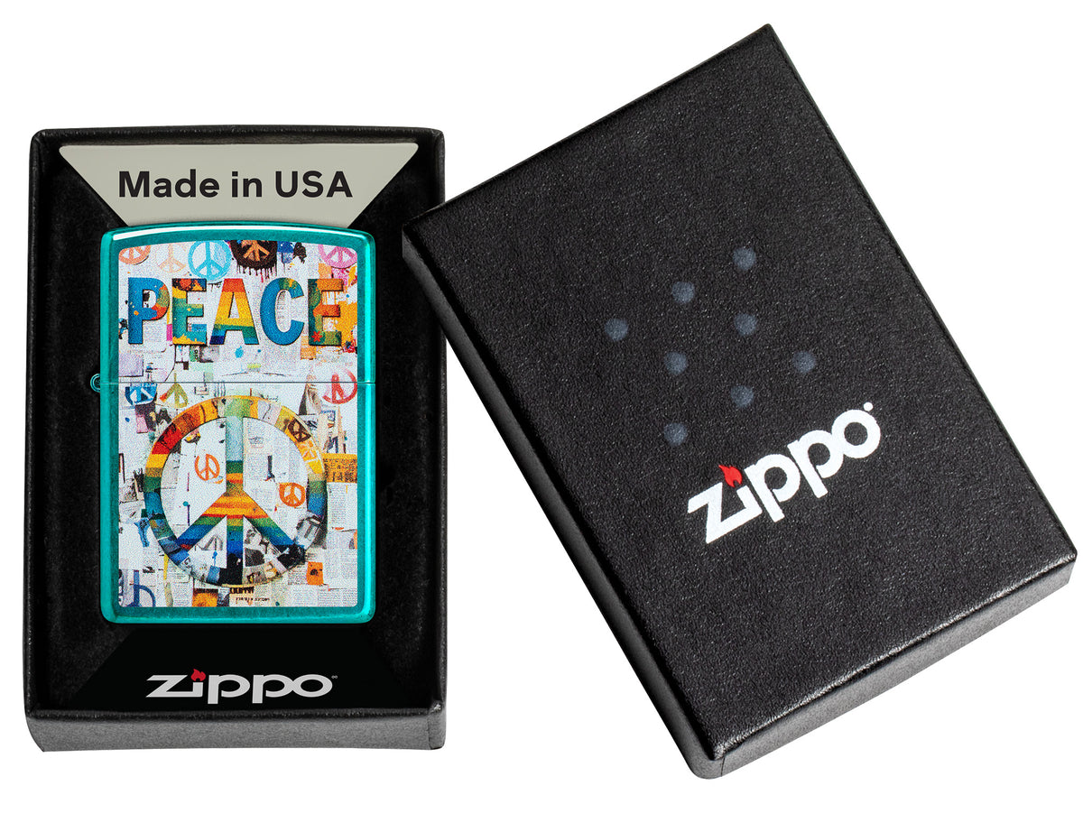 Zippo Peace Design Windproof Pocket Fuel Refillable Lighter, BIS Certified