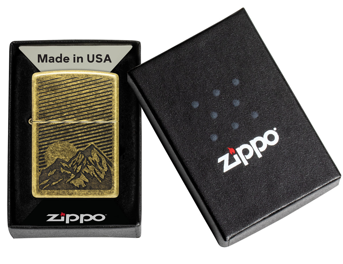 Zippo Mountain Design Windproof Pocket Fuel Refillable Lighter, BIS Certified