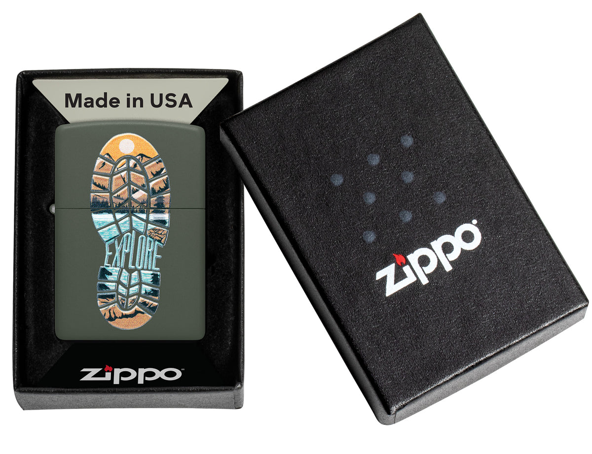 Zippo Explore Design Windproof Pocket Fuel Refillable Lighter, BIS Certified
