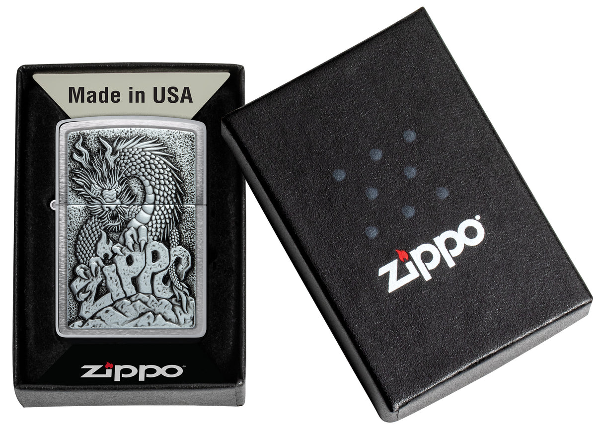 Zippo Dragon Emblem Windproof Pocket Fuel Refillable Lighter, BIS Certified