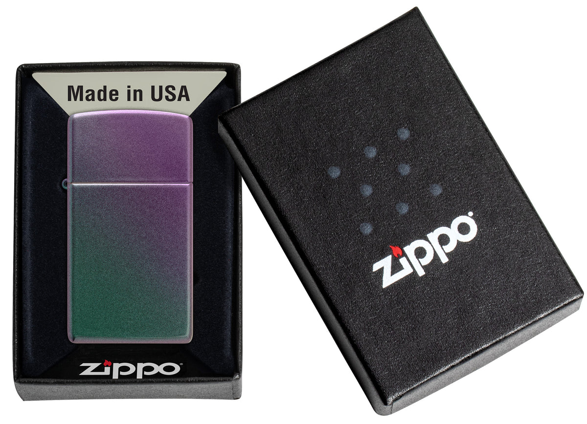 Zippo Slim Iridescent Windproof Pocket Fuel Refillable Lighter, BIS Certified