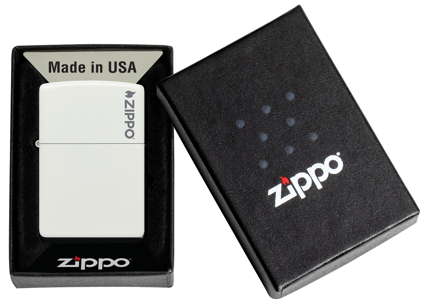 214ZL White Matte Logo Pocket Lighter