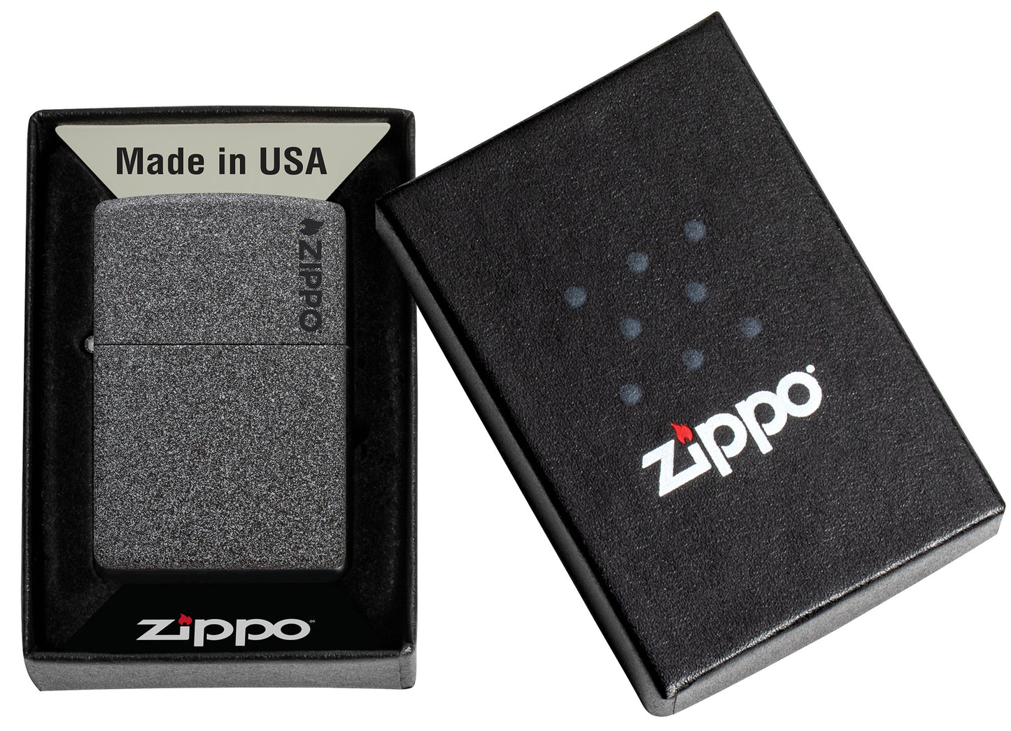 Zippo Classic Iron Stone Zippo Logo Pocket Lighter