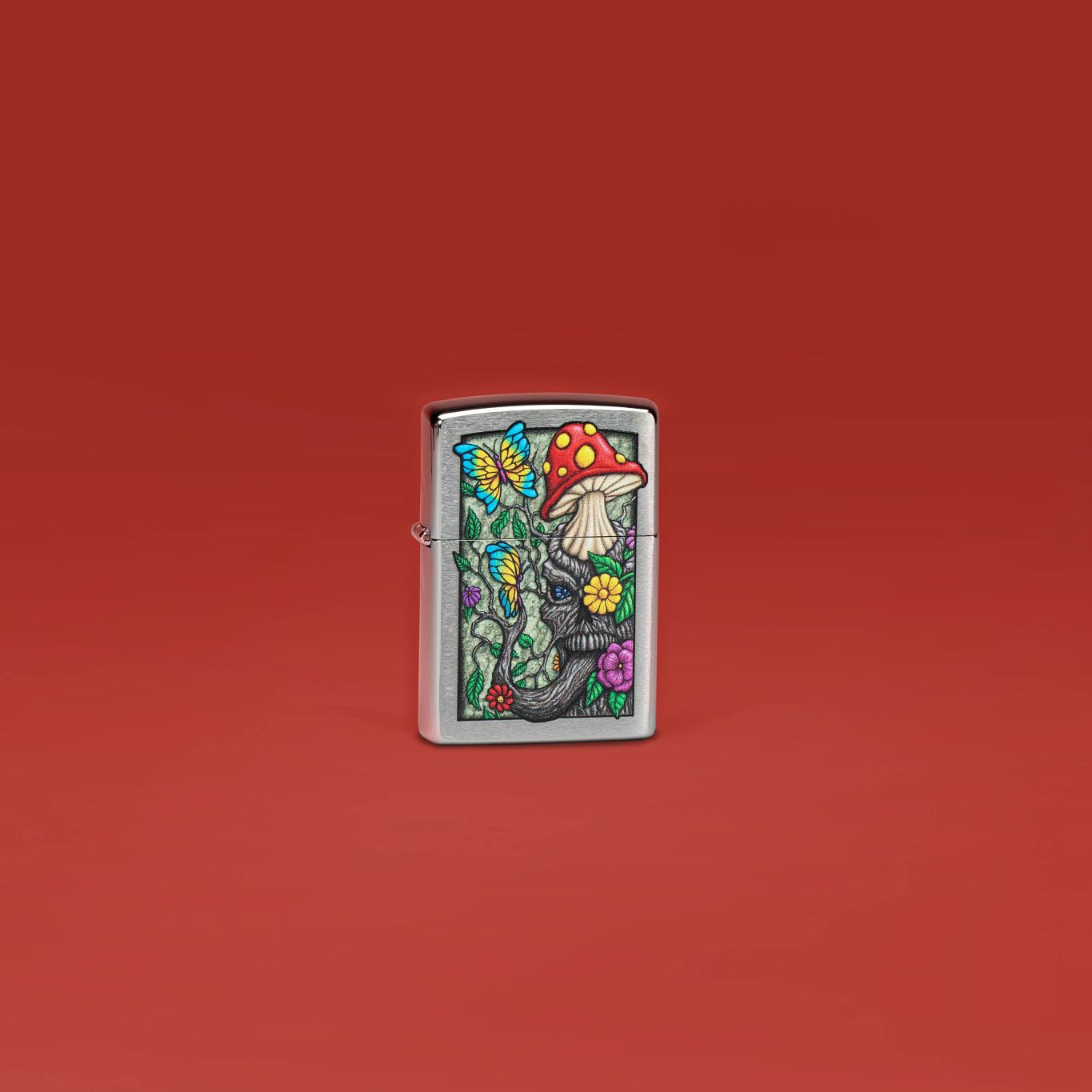 Zippo Freaky Nature Design Brushed Chrome Pocket Lighter