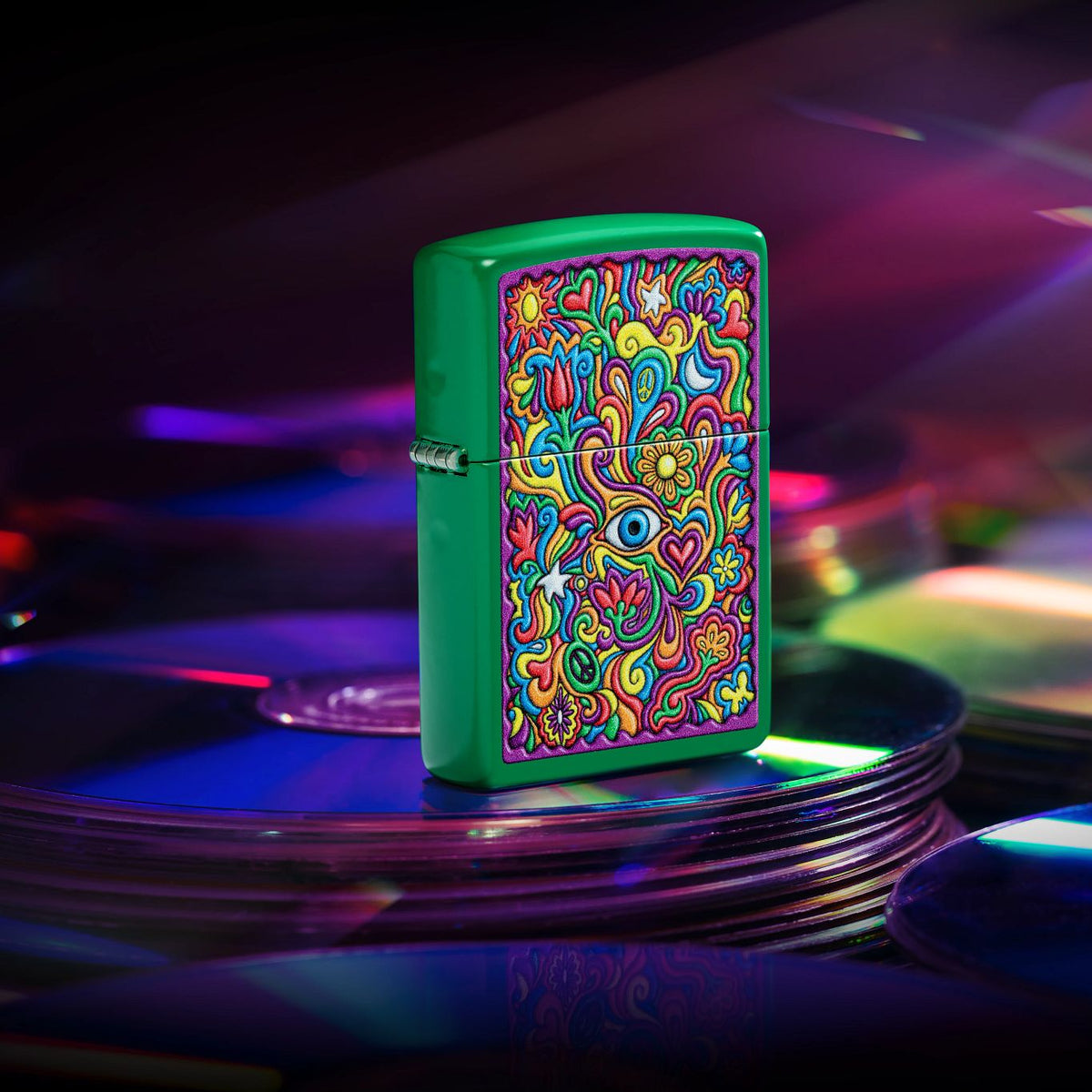 Zippo Trippy Design Grass Green Matte Pocket Lighter