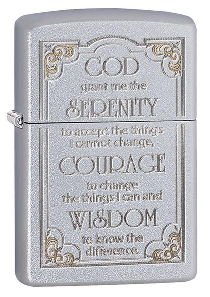 Serenity Prayer Satin Chrome Pocket Lighter
