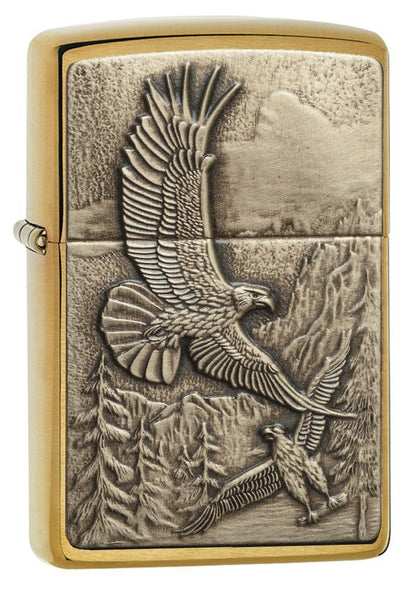 Where Eagles Dare Brushed Brass Pocket Lighter