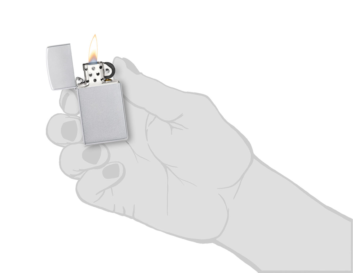 Zippo Satin Chrome Slim Ltr Windproof Pocket Fuel Refillable Lighter, BIS Certified