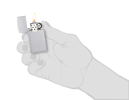 Zippo Satin Chrome Slim Ltr Windproof Pocket Fuel Refillable Lighter, BIS Certified