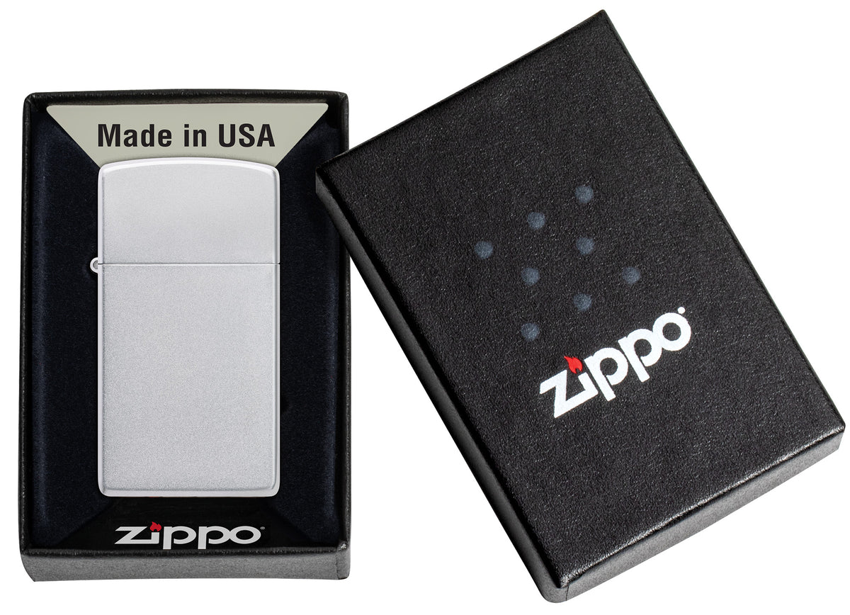 Zippo Satin Chrome Slim Ltr Windproof Pocket Fuel Refillable Lighter, BIS Certified