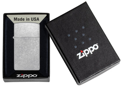 Zippo Street Chrm Slim Ltr Windproof Pocket Fuel Refillable Lighter, BIS Certified