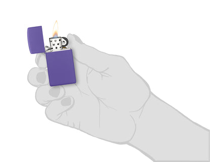 Zippo Slim Purple Matte Windproof Pocket Fuel Refillable Lighter, BIS Certified