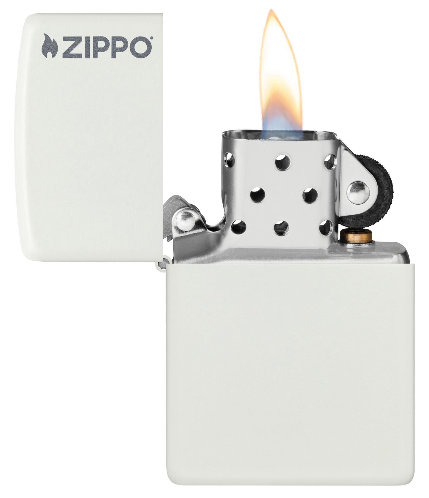 214ZL  White Matte Logo Pocket Lighter