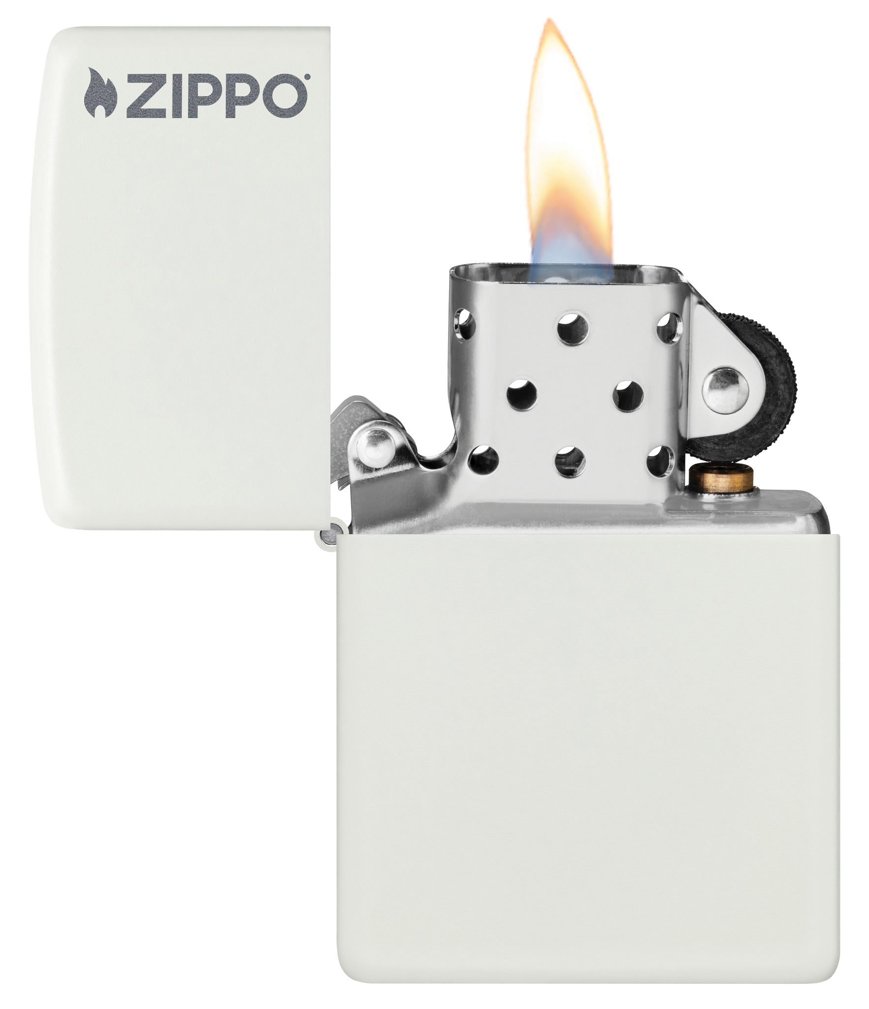 214ZL  White Matte Logo Pocket Lighter