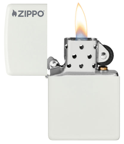 214ZL  White Matte Logo Pocket Lighter