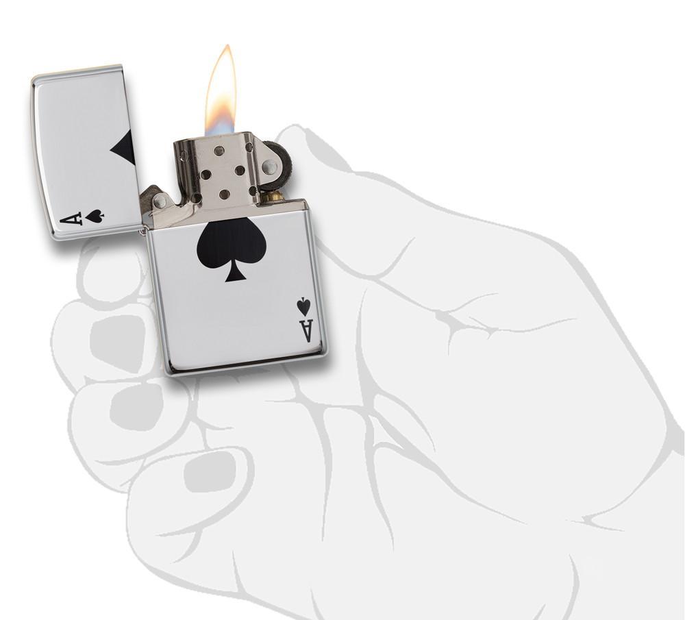 24011 Ace of Spades Pocket Lighter, High Polish Chrome