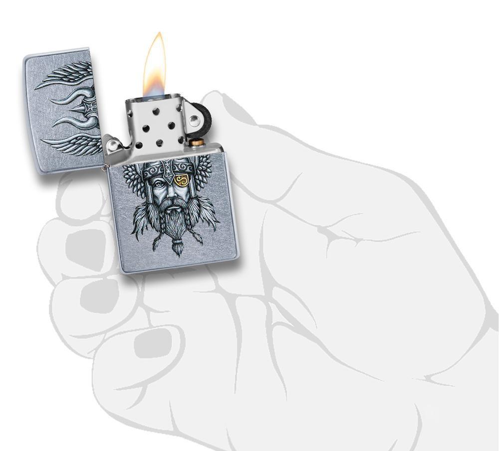 Viking Warrior Design Street Chrome Pocket Lighter