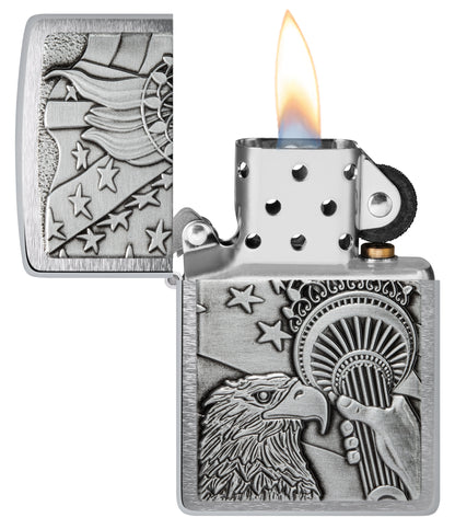 Zippo Something Patriotic Model Windproof Pocket Fuel Refillable Lighter, BIS Certified