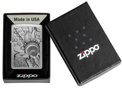 Zippo Something Patriotic Model Windproof Pocket Fuel Refillable Lighter, BIS Certified