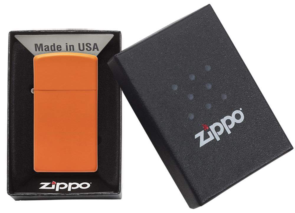 Slim Orange Matte Pocket Lighter