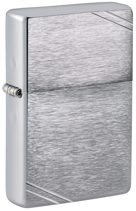 Zippo Vintage Br Fin Chrome Model Windproof Pocket Fuel Refillable Lighter, BIS Certified