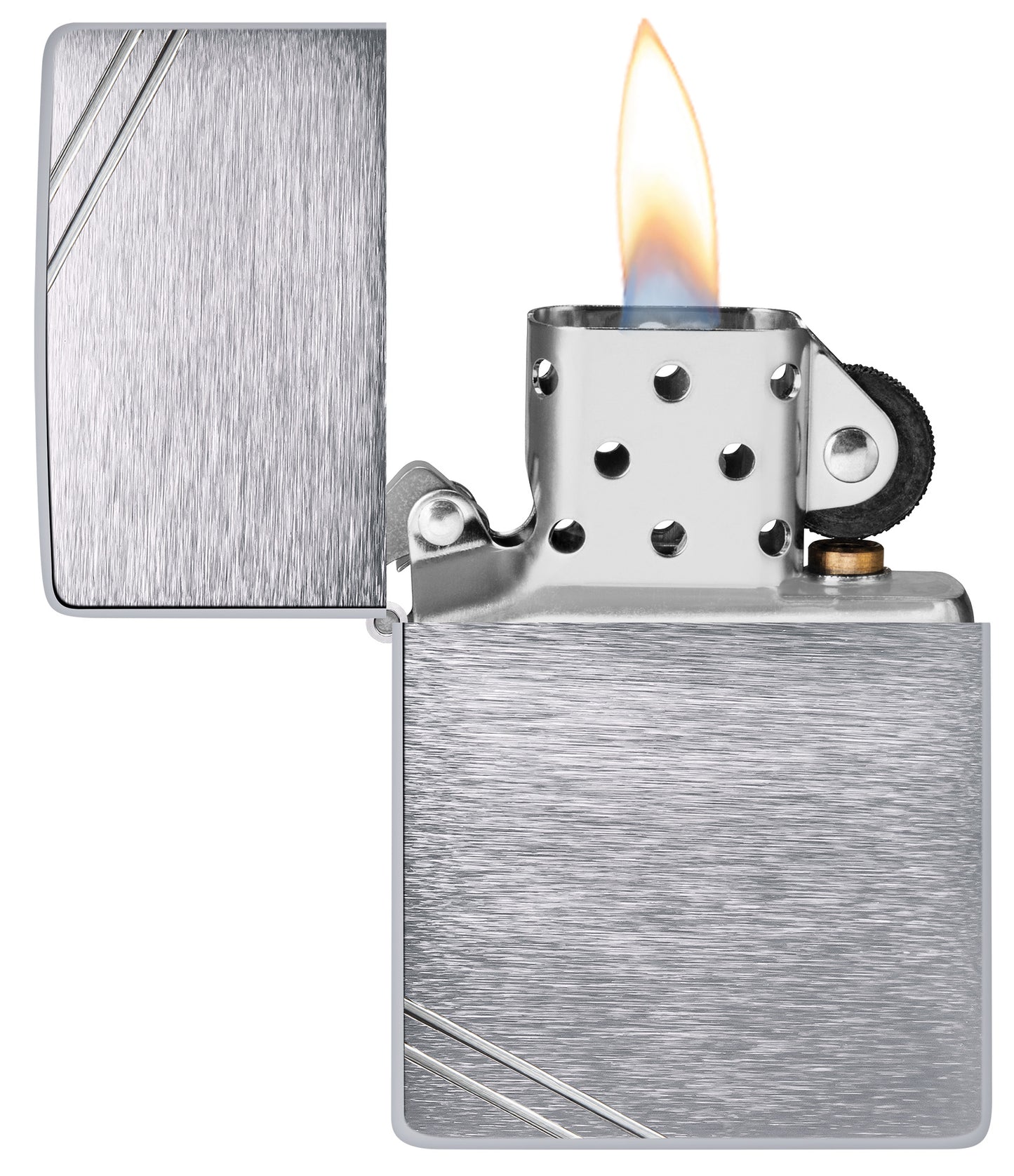 Zippo Vintage Br Fin Chrome Model Windproof Pocket Fuel Refillable Lighter, BIS Certified