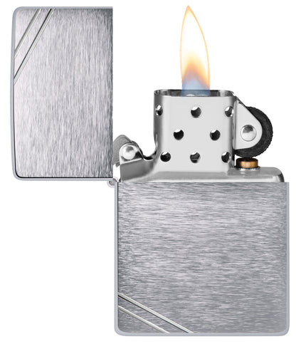 Zippo Vintage Br Fin Chrome Model Windproof Pocket Fuel Refillable Lighter, BIS Certified