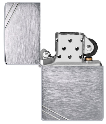 Zippo Vintage Br Fin Chrome Model Windproof Pocket Fuel Refillable Lighter, BIS Certified