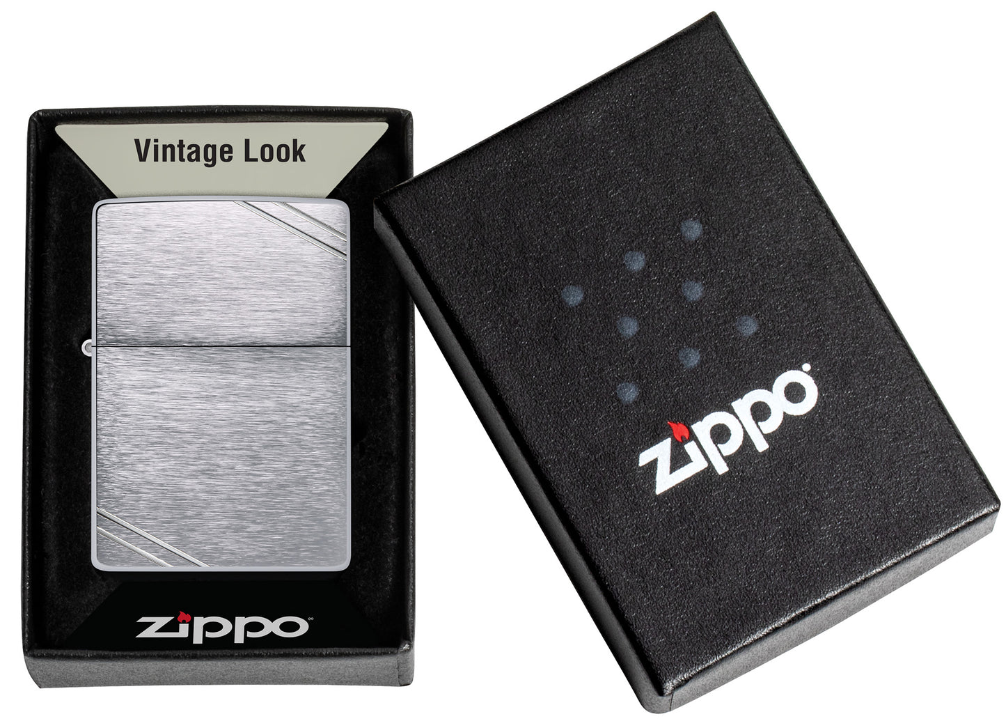 Zippo Vintage Br Fin Chrome Model Windproof Pocket Fuel Refillable Lighter, BIS Certified