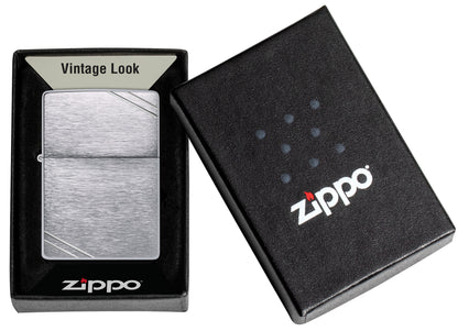 Zippo Vintage Br Fin Chrome Model Windproof Pocket Fuel Refillable Lighter, BIS Certified