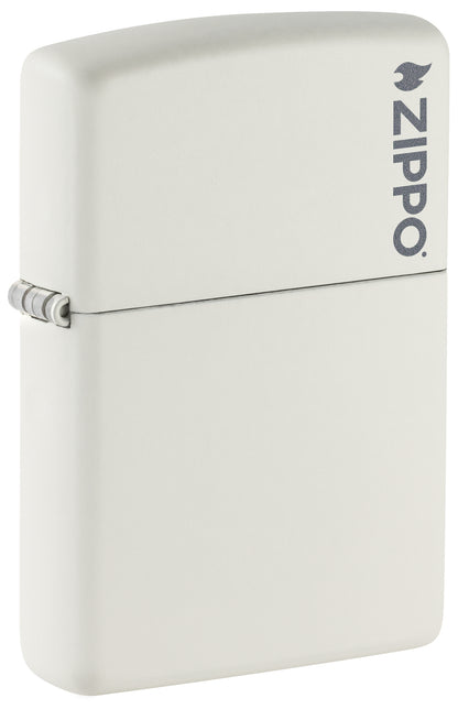 214ZL  White Matte Logo Pocket Lighter