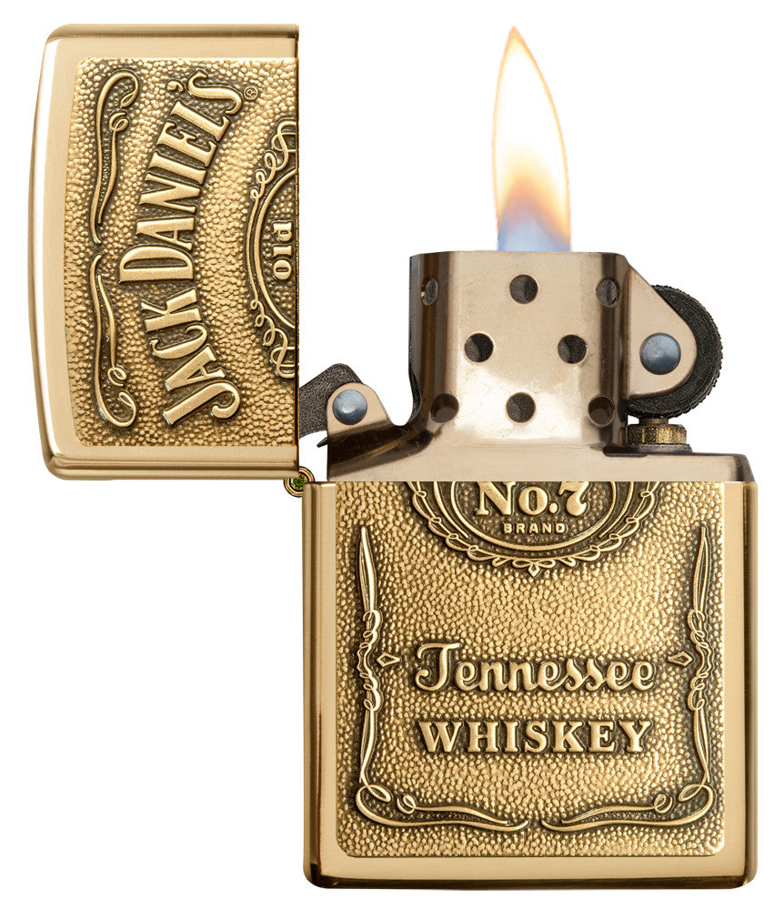 Zippo Jack Daniels Brass Windproof Pocket Fuel Refillable Lighter, BIS Certified