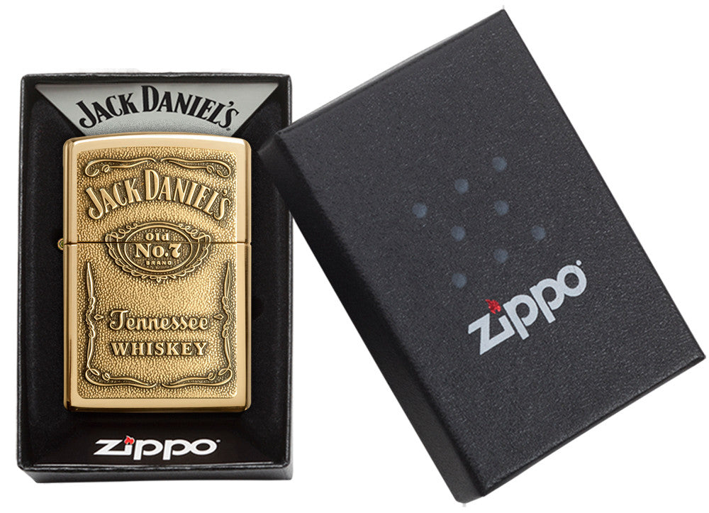 Zippo Jack Daniels Brass Windproof Pocket Fuel Refillable Lighter, BIS Certified