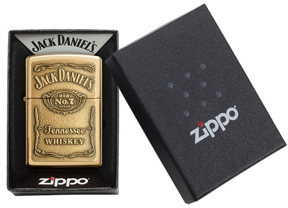 Zippo Jack Daniels Brass Windproof Pocket Fuel Refillable Lighter, BIS Certified