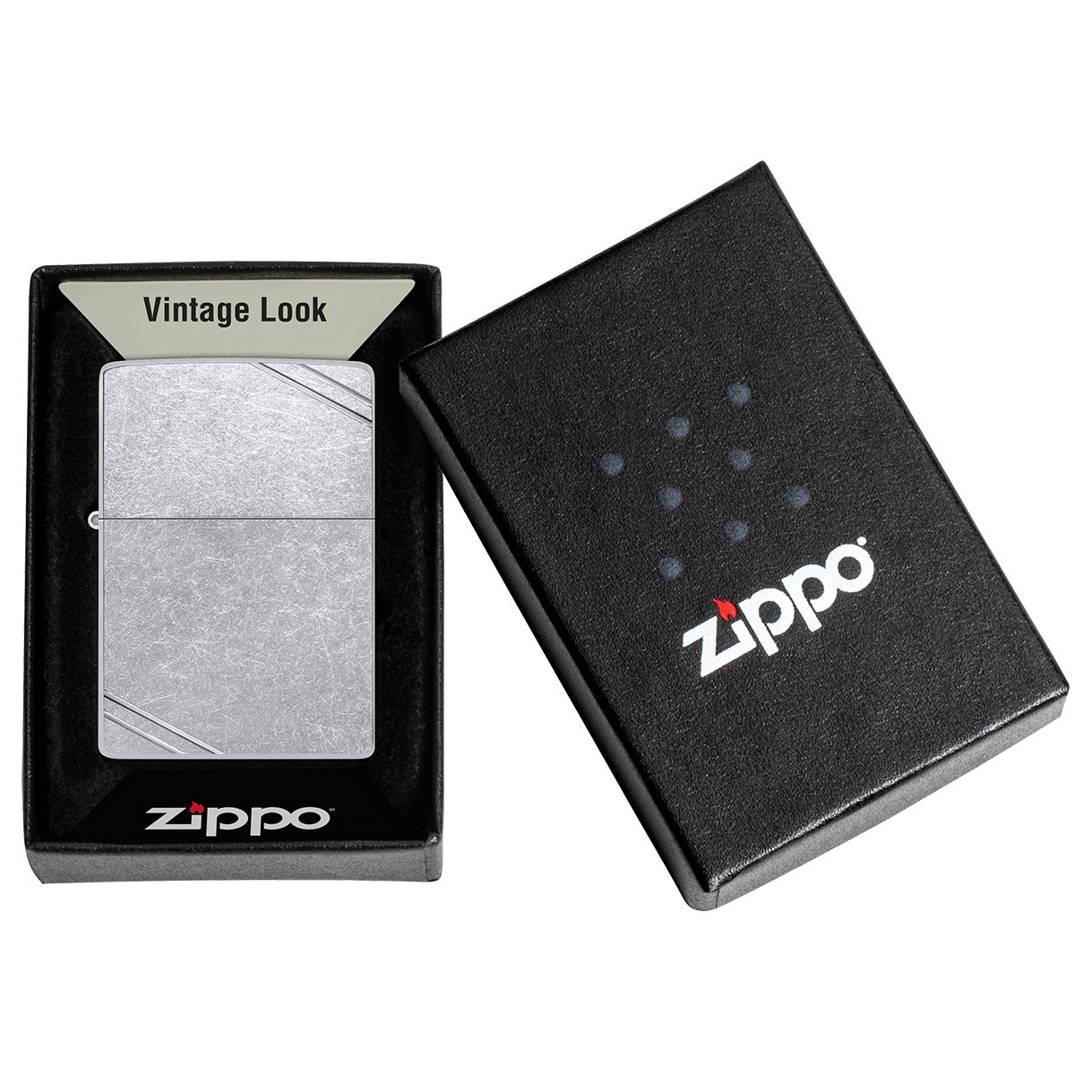 Zippo Vintage Street Chrome Windproof Pocket Fuel Refillable Lighter, BIS Certified