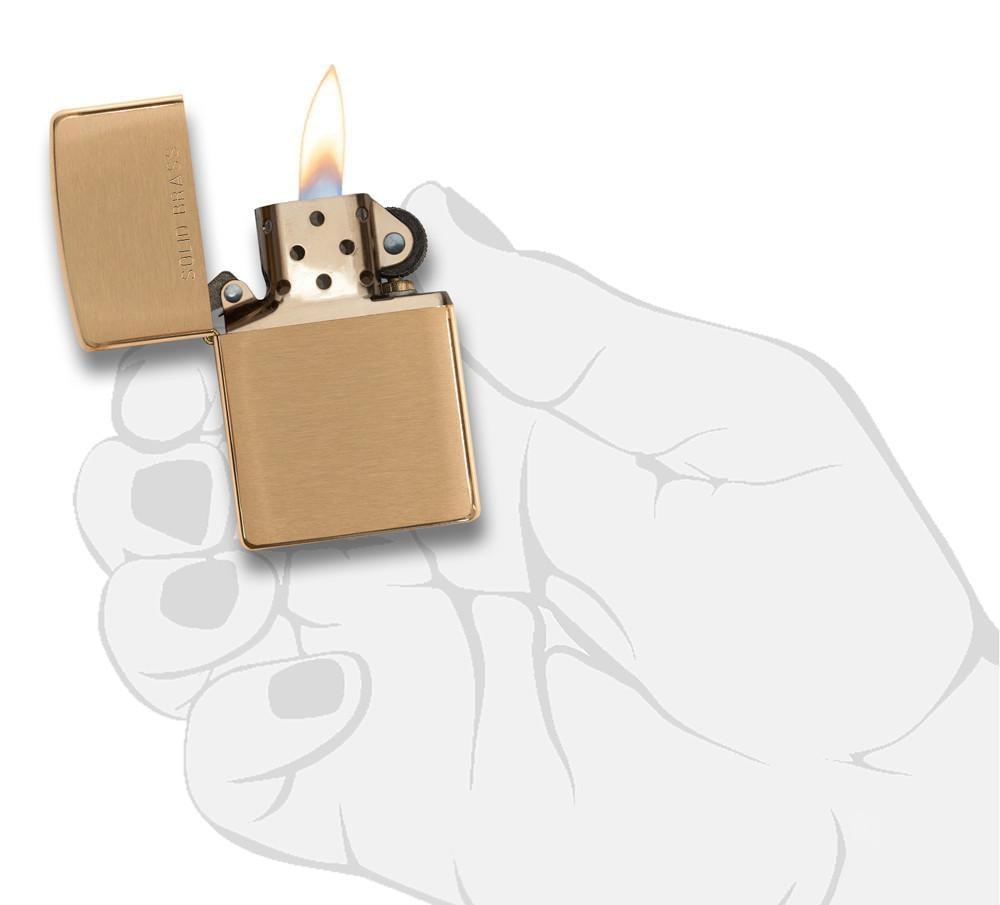 Classic Brushed Solid Brass Pocket Lighter