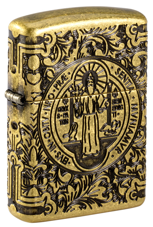 Zippo St Benedict Design Windproof Pocket Fuel Refillable Lighter, BIS Certified
