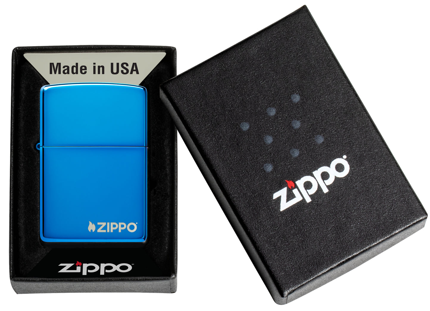 Logo High Polish Blue Pocket Lighter