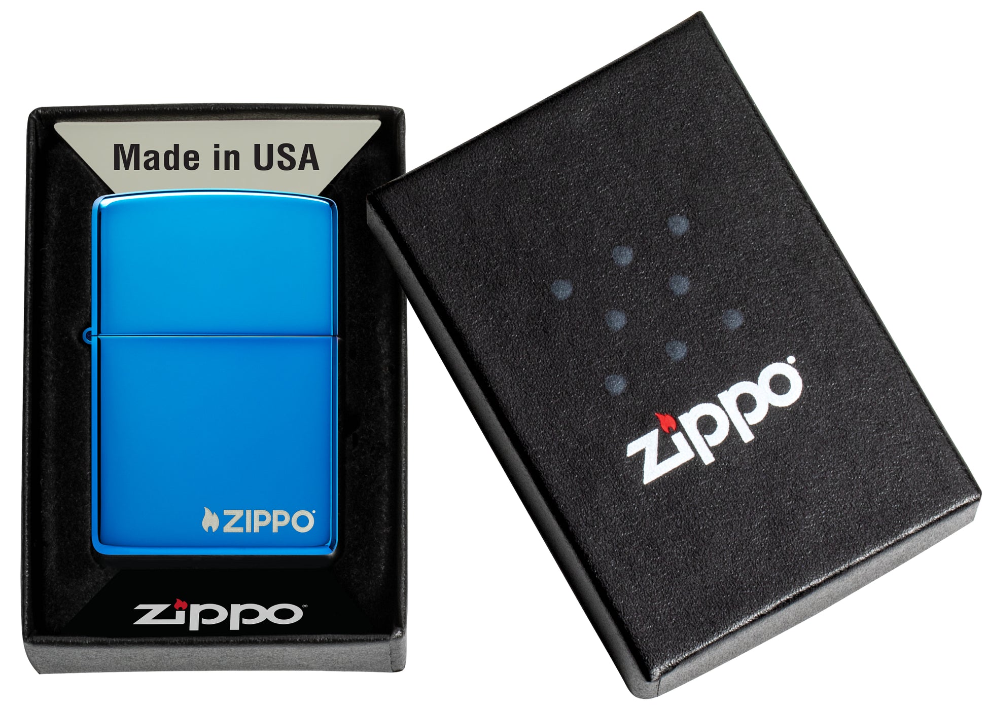 Logo High Polish Blue Pocket Lighter