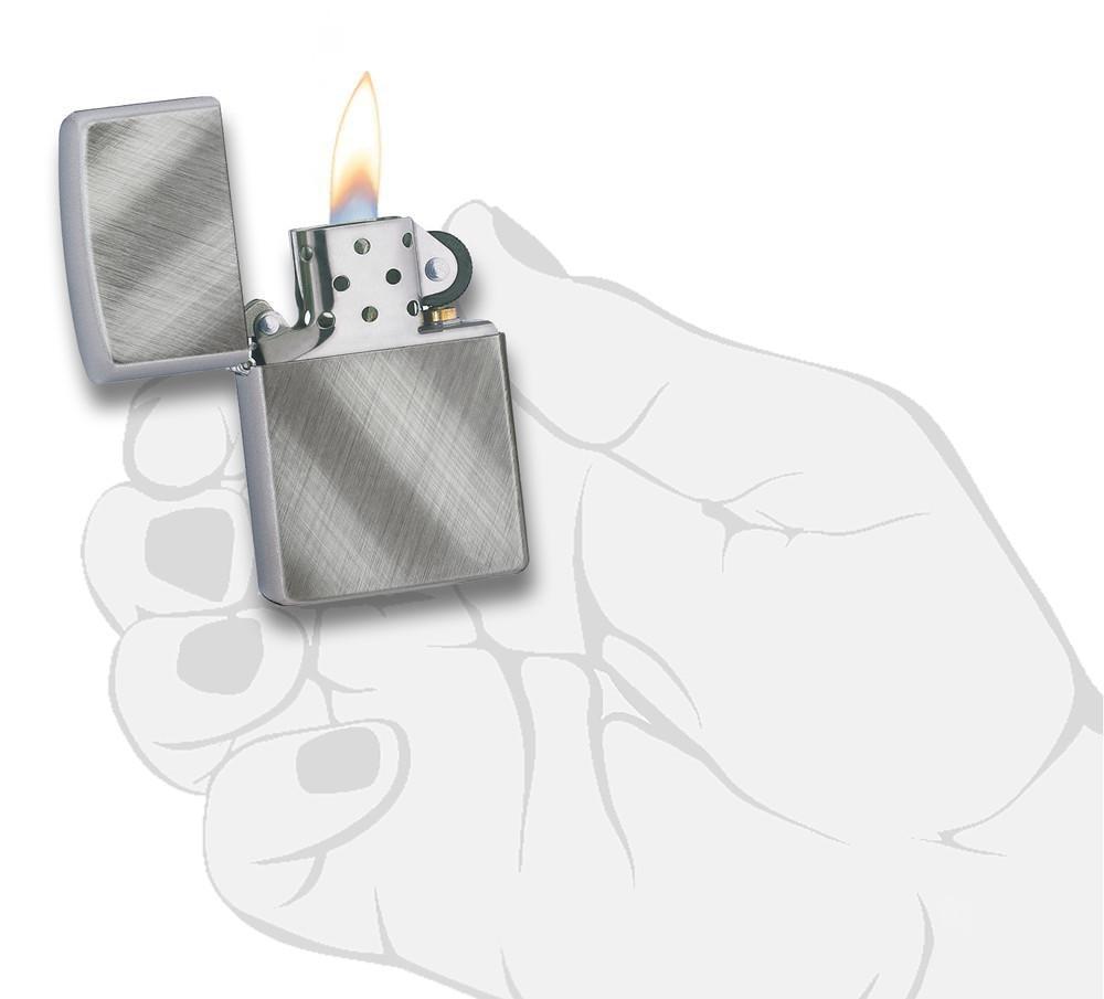 Diagonal Weave Brushed Chrome Pocket Lighter