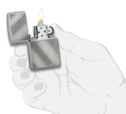 Diagonal Weave Brushed Chrome Pocket Lighter
