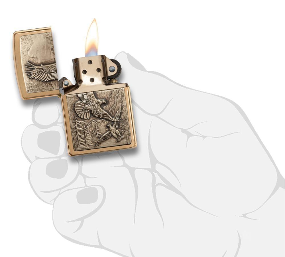Where Eagles Dare Brushed Brass Pocket Lighter