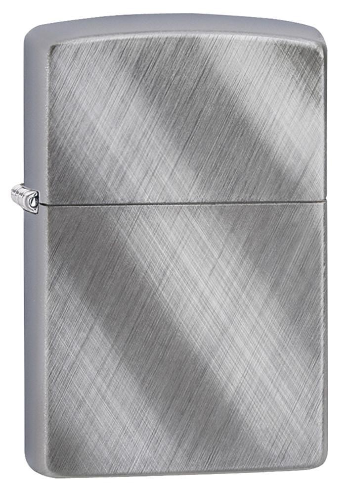 Diagonal Weave Brushed Chrome Pocket Lighter