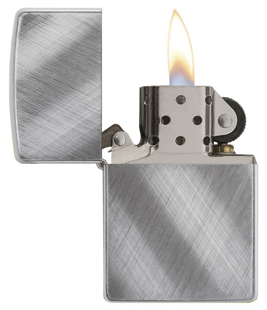 Diagonal Weave Brushed Chrome Pocket Lighter