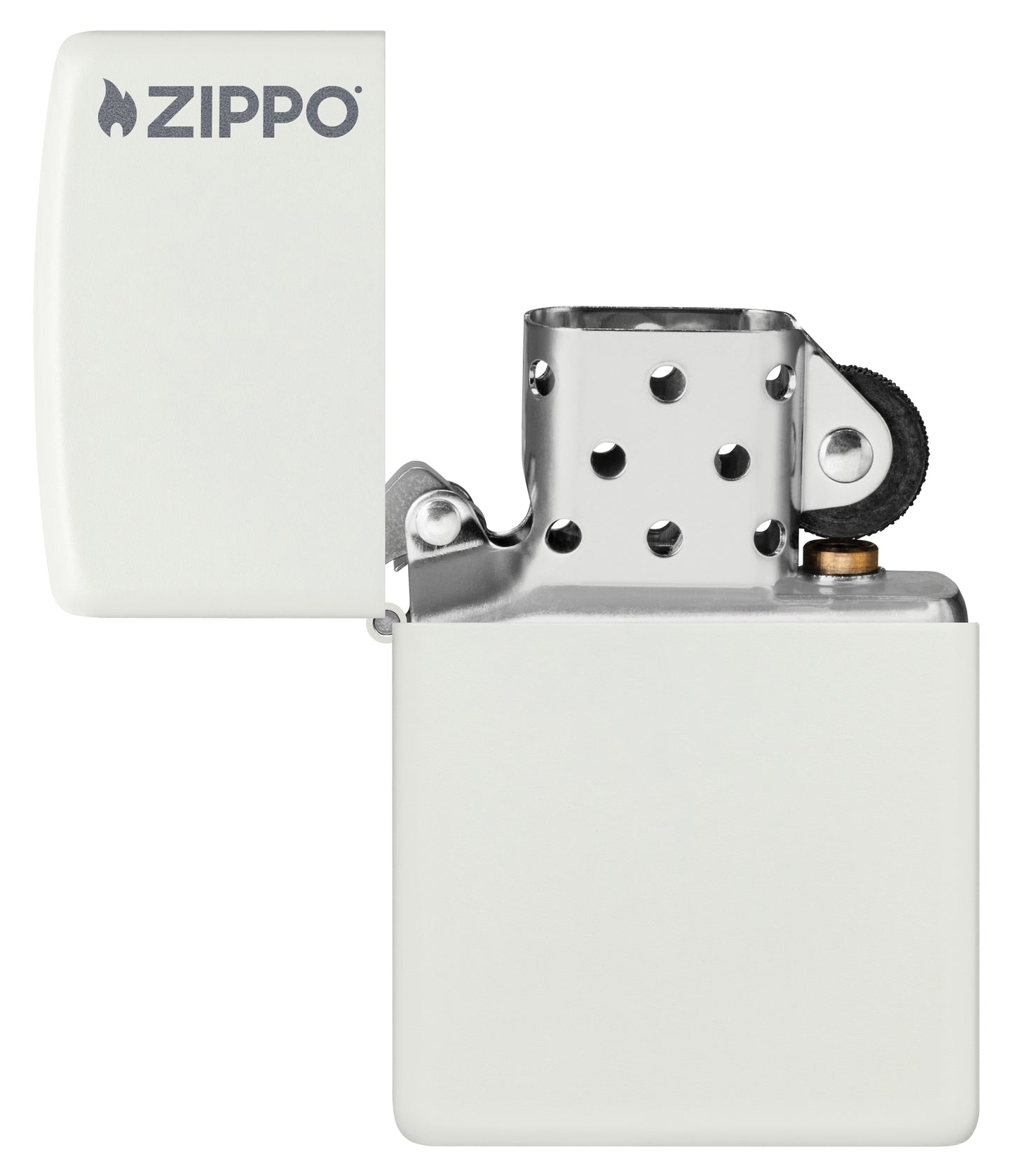 214ZL  White Matte Logo Pocket Lighter