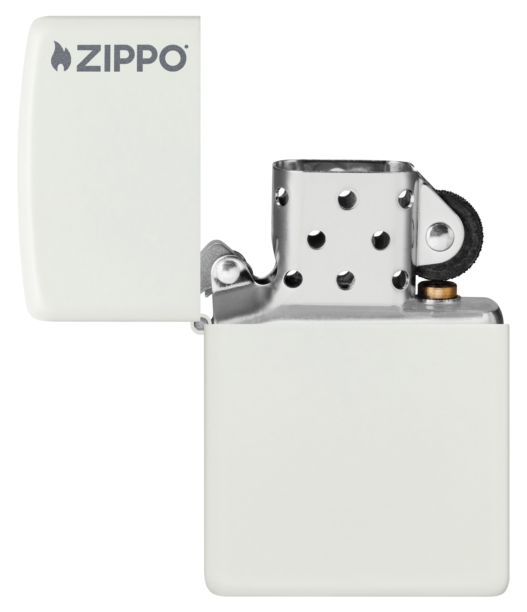 214ZL  White Matte Logo Pocket Lighter