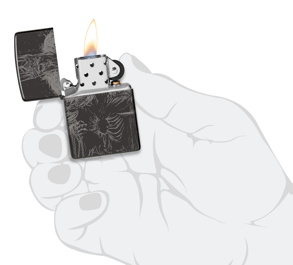 Zippo Skull Design Windproof Pocket Fuel Refillable Lighter, BIS Certified