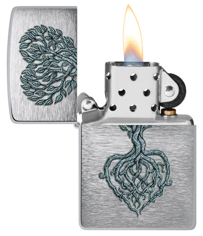Zippo Tree of Love Design Windproof Pocket Fuel Refillable Lighter, BIS Certified