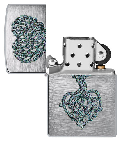Zippo Tree of Love Design Windproof Pocket Fuel Refillable Lighter, BIS Certified